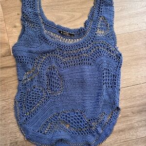 Umgee Blue Sleeveless Cropped Tank Top